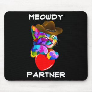 Funny Animal Cat Meowdy Partner Western Line Tanz Mousepad