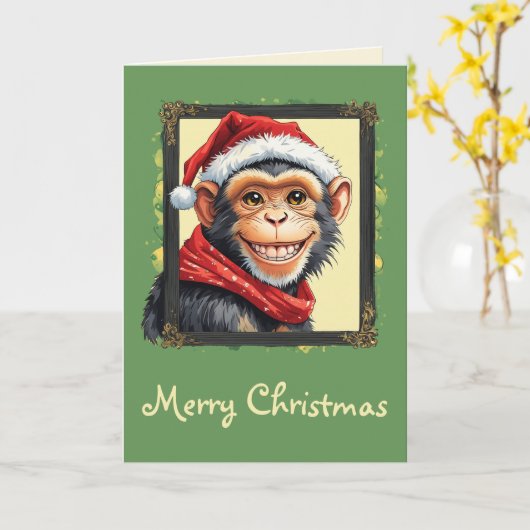 Funny Animal Christmas Favorites - Affe 2 Karte (Gelbe Blume)