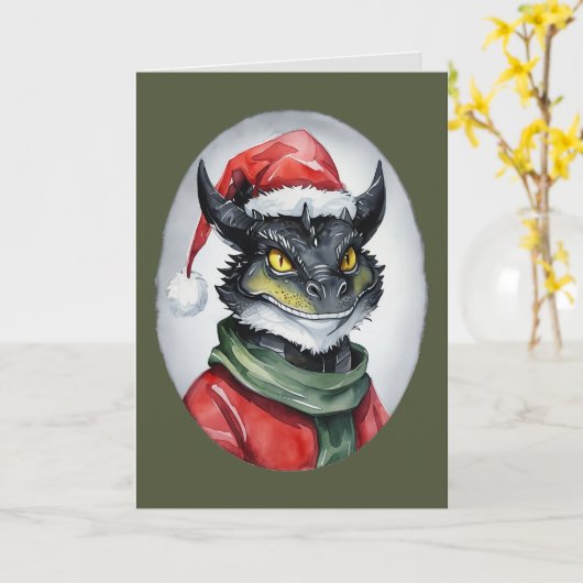 Funny Animal Christmas Favorites - Dragon 1 Karte (Gelbe Blume)