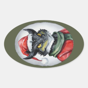 Funny Animal Christmas Favorites - Dragon 1 Ovaler Aufkleber