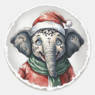 Funny Animal Christmas Favorites - Elephant 2 Runder Aufkleber