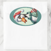 Funny Animal Christmas Favorites - Gänse 3 Ovaler Aufkleber (Tasche)