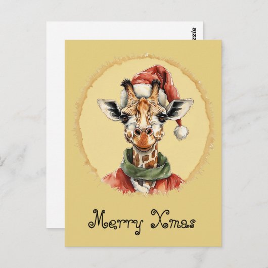 Funny Animal Christmas Favorites - Giraffe 1 Postkarte (Vorne/Hinten)