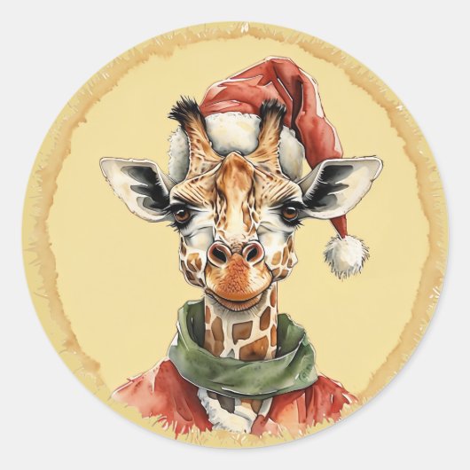 Funny Animal Christmas Favorites - Giraffe 1 Runder Aufkleber (Vorderseite)