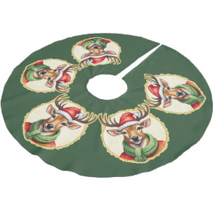 Funny Animal Christmas Favorites - Hirsch 2 Polyester Weihnachtsbaumdecke