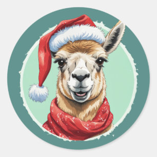 Funny Animal Christmas Favorites - Llama 1 Runder Aufkleber