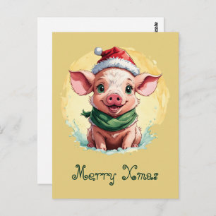 Funny Animal Christmas Favorites - Piglet 1 Postkarte