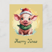 Funny Animal Christmas Favorites - Piglet 1 Postkarte (Vorderseite)