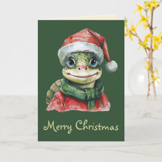 Funny Animal Christmas Favorites - Schildkröte 2 Karte (Gelbe Blume)