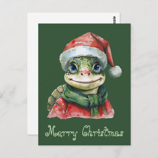 Funny Animal Christmas Favorites - Schildkröte 2 Postkarte (Vorne/Hinten)