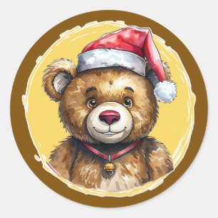 Funny Animal Christmas Favorites - Teddy Bär 1 Runder Aufkleber