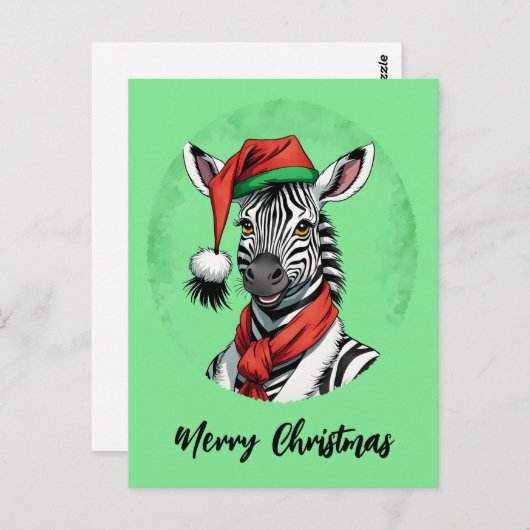 Funny Animal Christmas Favorites - Zebra 1 Postkarte (Vorne/Hinten)