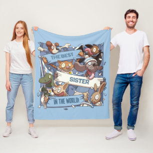 Funny Animal Fans Best Sister Sports Crowd Cartoon Fleecedecke