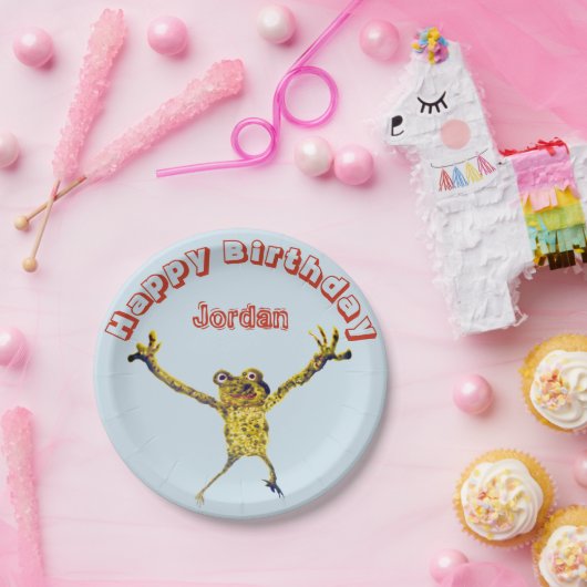 Funny Animal Frog Birthday Pappteller (Party)