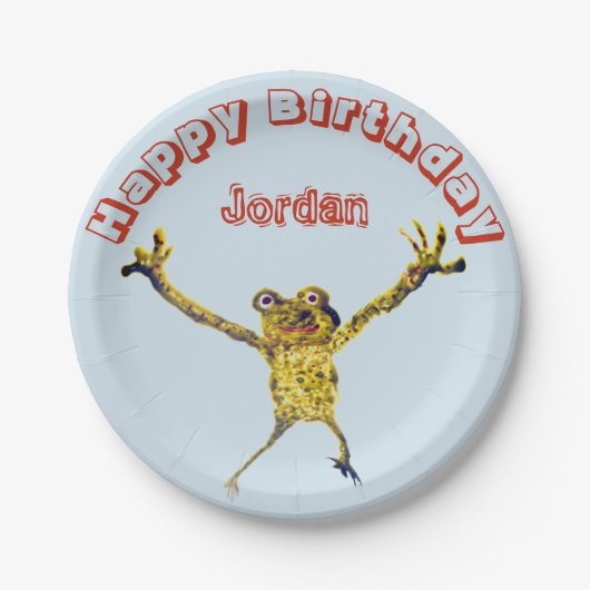 Funny Animal Frog Birthday Pappteller (Vorderseite)