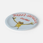 Funny Animal Frog Birthday Pappteller (Schrägansicht)