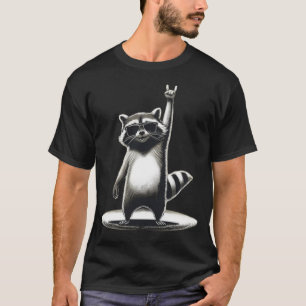 Funny Animal Gift   Cool Raccoon Rock Star T-Shirt