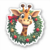 Funny Animal Giraffe Meme Face Festive Xmas T-Shir Aufkleber (Vorderseite)