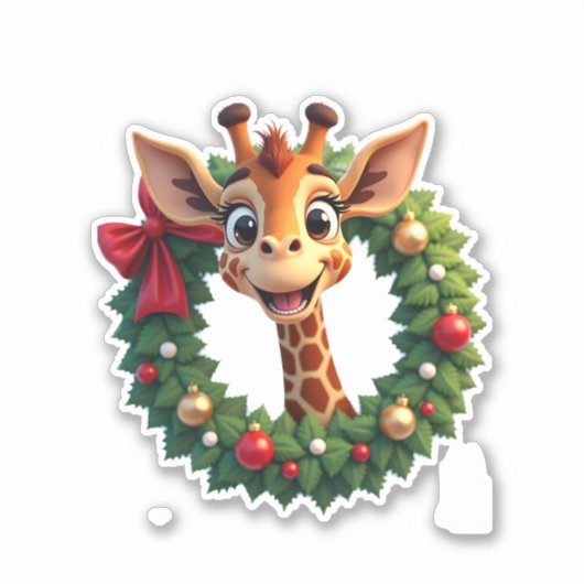 Funny Animal Giraffe Meme Face Festive Xmas T-Shir Aufkleber (Vorderseite)