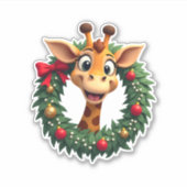 Funny Animal Giraffe Meme Face Festive Xmas T-Shir Aufkleber (Vorderseite)