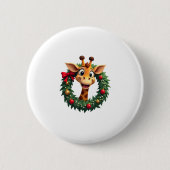 Funny Animal Giraffe Meme Face Festive Xmas T-Shir Button (Vorderseite)