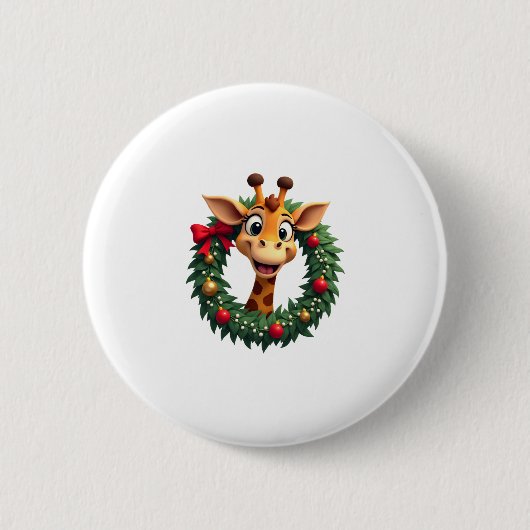 Funny Animal Giraffe Meme Face Festive Xmas T-Shir Button (Vorderseite)
