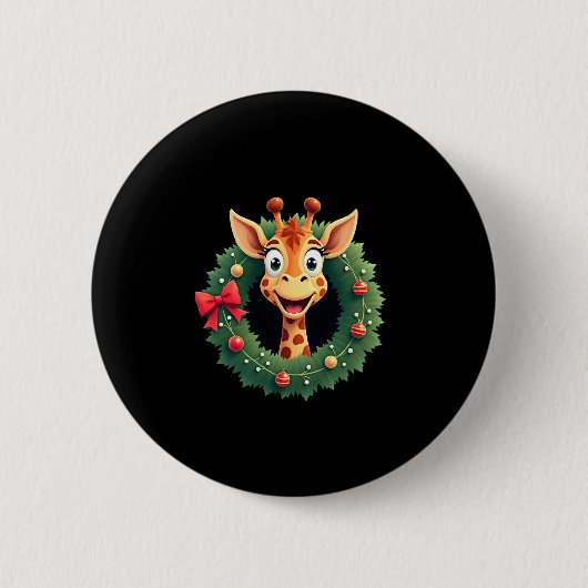 Funny Animal Giraffe Meme Face Festive Xmas T-Shir Button (Vorderseite)
