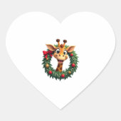 Funny Animal Giraffe Meme Face Festive Xmas T-Shir Herz-Aufkleber (Vorderseite)