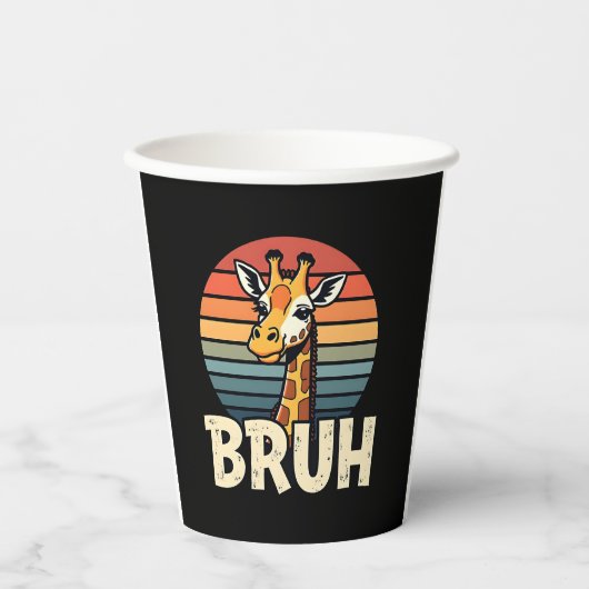 Funny Animal Giraffe Meme Face Festive Xmas T-Shir Pappbecher (Vorderseite)