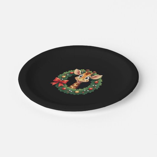 Funny Animal Giraffe Meme Face Festive Xmas T-Shir Pappteller (Schrägansicht)