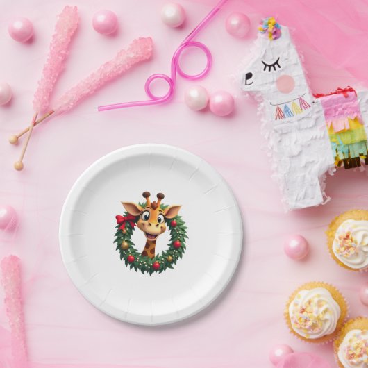 Funny Animal Giraffe Meme Face Festive Xmas T-Shir Pappteller (Party)