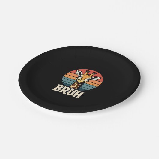 Funny Animal Giraffe Meme Face Festive Xmas T-Shir Pappteller (Schrägansicht)