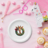 Funny Animal Giraffe Meme Face Festive Xmas T-Shir Pappteller (Party)