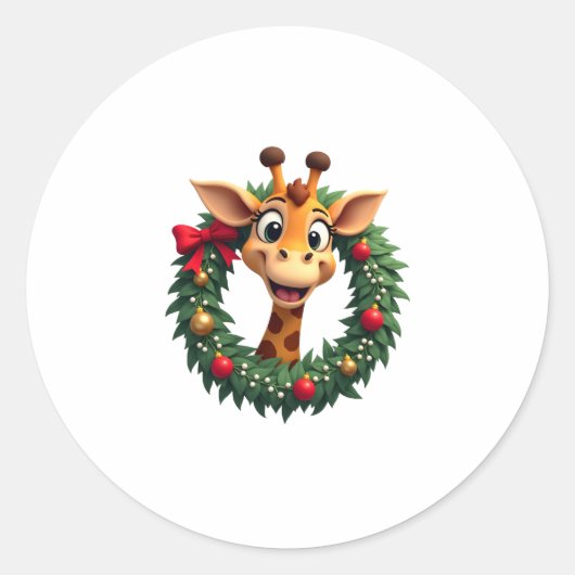 Funny Animal Giraffe Meme Face Festive Xmas T-Shir Runder Aufkleber (Vorderseite)
