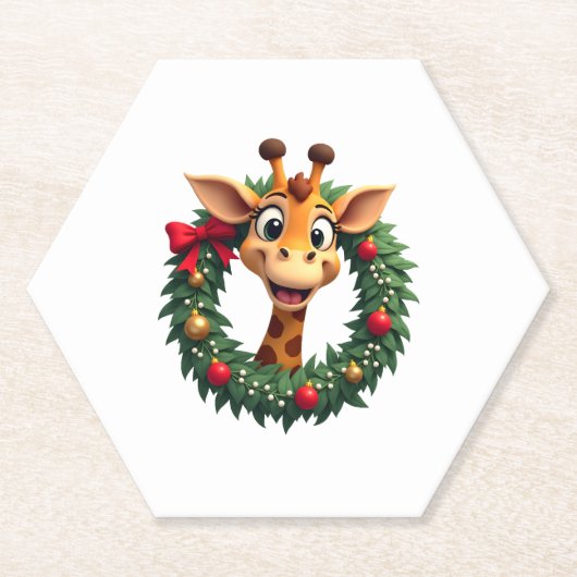 Funny Animal Giraffe Meme Face Festive Xmas T-Shir Untersetzer (Vorderseite)