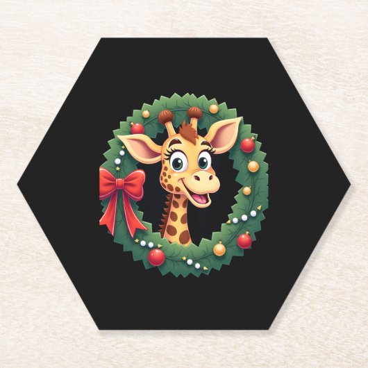 Funny Animal Giraffe Meme Face Festive Xmas T-Shir Untersetzer (Vorderseite)