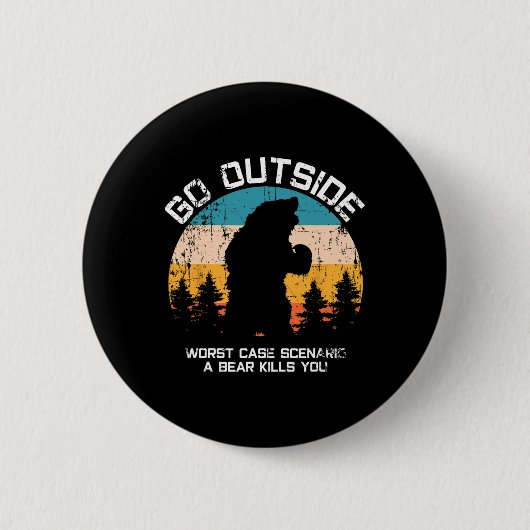 Funny Animal Go Outdoor wird von Bären gegessen Button (Vorderseite)