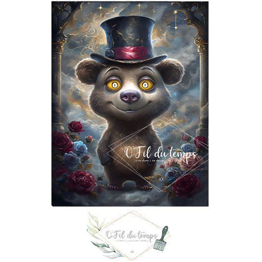 Funny Animal mit Hat Decoupage Papier. Seidenpapier