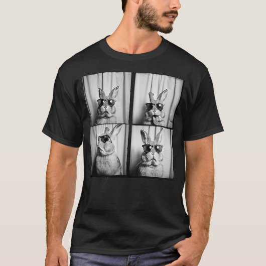 Funny Animal Photobooth Rabbit With Glasses T-Shirt (Vorderseite)