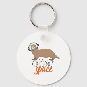 Funny Animal Puns Spaß Otter Space Cartoon Schlüsselanhänger