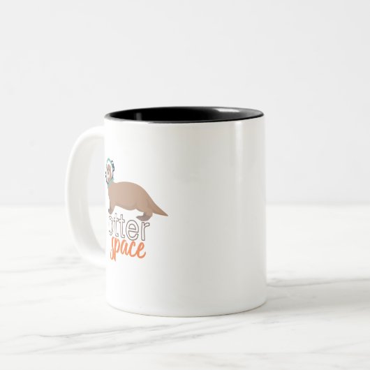 Funny Animal Puns Spaß Otter Space Cartoon Zweifarbige Tasse (Vorderseite Links)