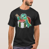 Funny Animal Sea Turtle isst Spam Musubi T-Shirt (Vorderseite)