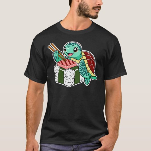 Funny Animal Sea Turtle isst Spam Musubi T-Shirt (Vorderseite)