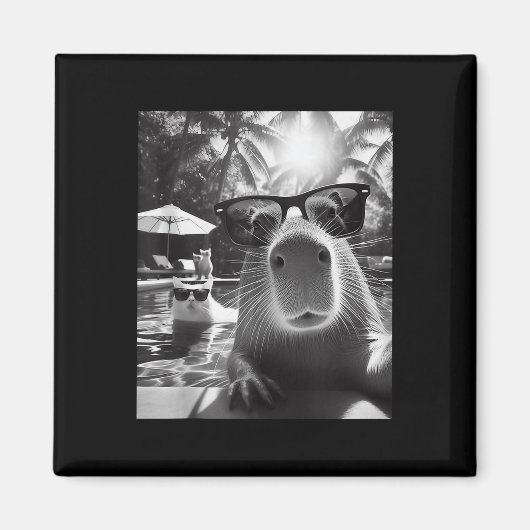 Funny Animal Swimming Pool Capybara Selfie mit Ca Magnet (Vorne)