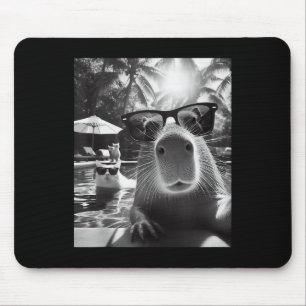 Funny Animal Swimming Pool Capybara Selfie mit Ca Mousepad