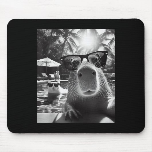 Funny Animal Swimming Pool Capybara Selfie mit Ca Mousepad (Vorne)