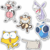 Funny Animal vinyl Sticker Pack Silly Cartoons (Vorderseite)