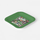 Funny Animals Add The New Year Sports Fans Cartoon Pappteller (Gewinkelt)