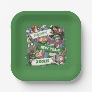 Funny Animals Add The New Year Sports Fans Cartoon Pappteller