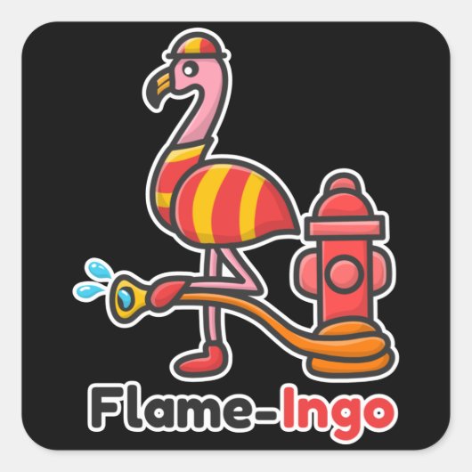 Funny Animals Fire Department Flamingo Quadratischer Aufkleber (Vorderseite)